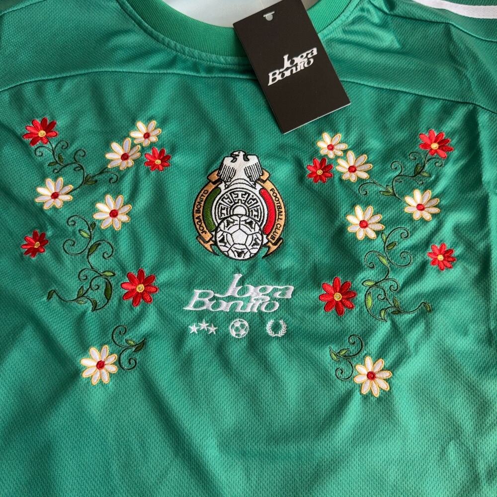 Joga Bonito Mexico Embroidered Soccer Jersey Green Floral #10 Men’s L NWT - Picture 3 of 5